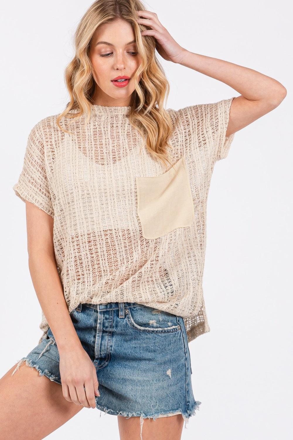Ces Femme See Through Crochet Mock Neck Cover Up | Cover-Ups Daverri Fashions