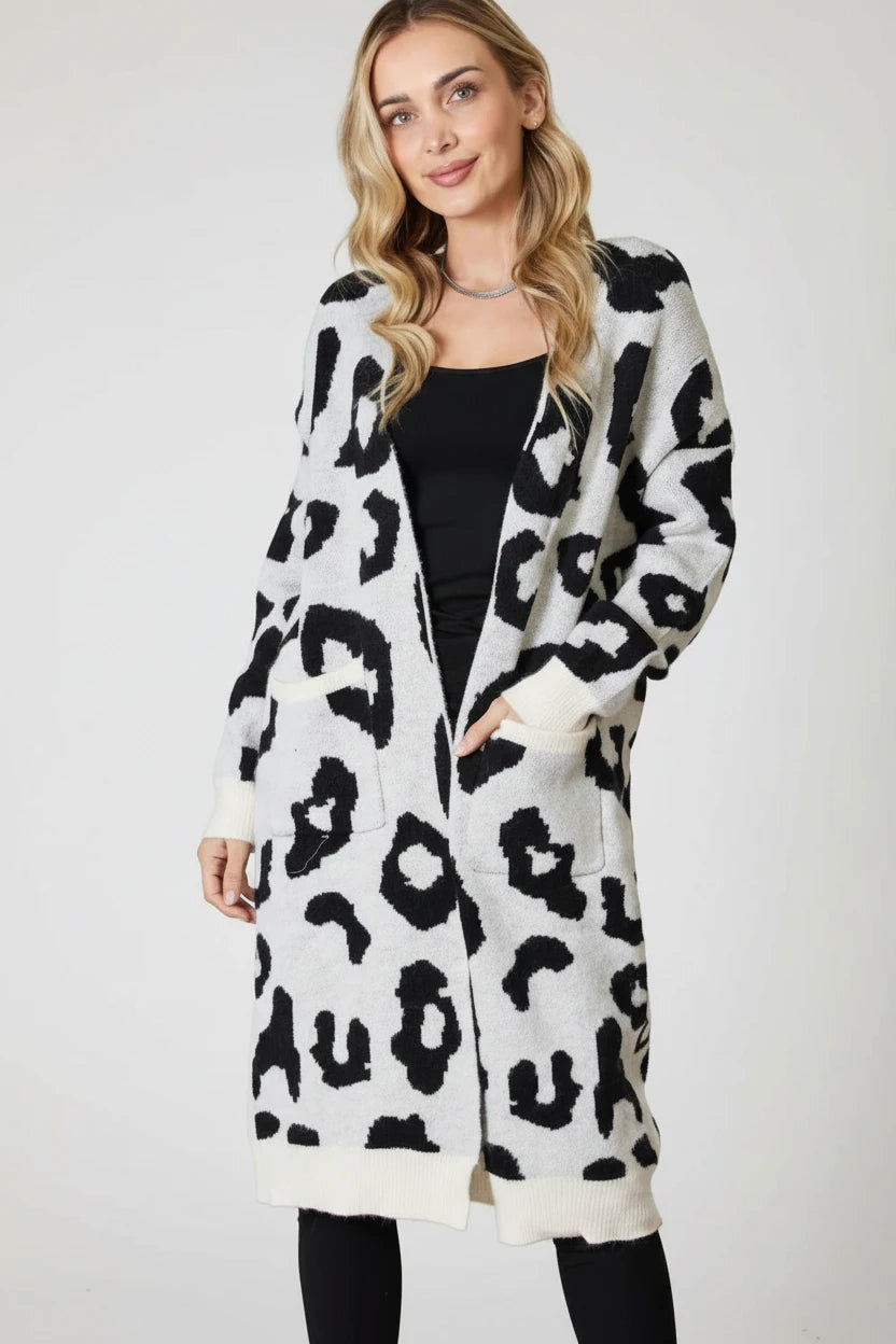 BiBi Leopard Open Front Cardigan- Size S – DAVERRI FASHIONS