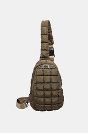 Coffee Brown One Size Quilted Nylon Crossbody Bag | Cross Body Bags Daverri Fashions
