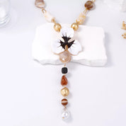 Alloy Dripping Oil Flower Resin Y-Shaped Necklace | Necklaces Daverri Fashions