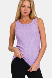 LAVENDER S Zenana Ribbed Round Neck Tank | Tank Tops Daverri Fashions