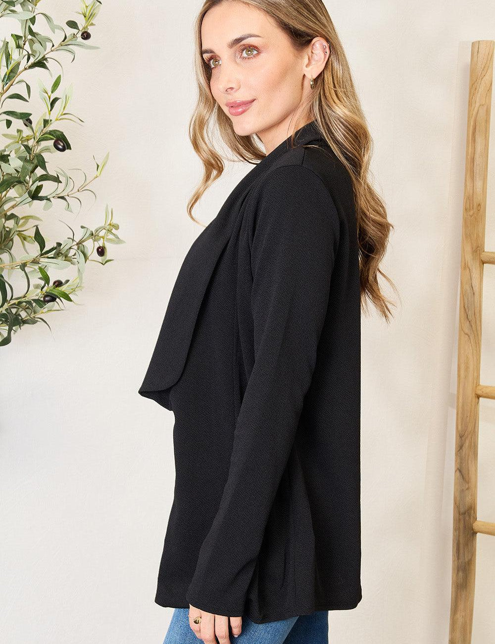 Heimish Full Size Open Front Long Sleeve Blazer | Daverri Fashions