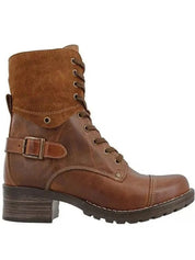 Brown Lace-Up Block Heel Boots | Boots Daverri Fashions