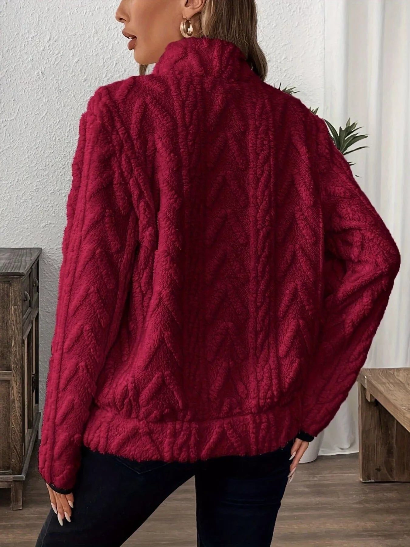 Cozy Sherpa Half Zip Sweatshirt | Sweatshirts Daverri Fashions