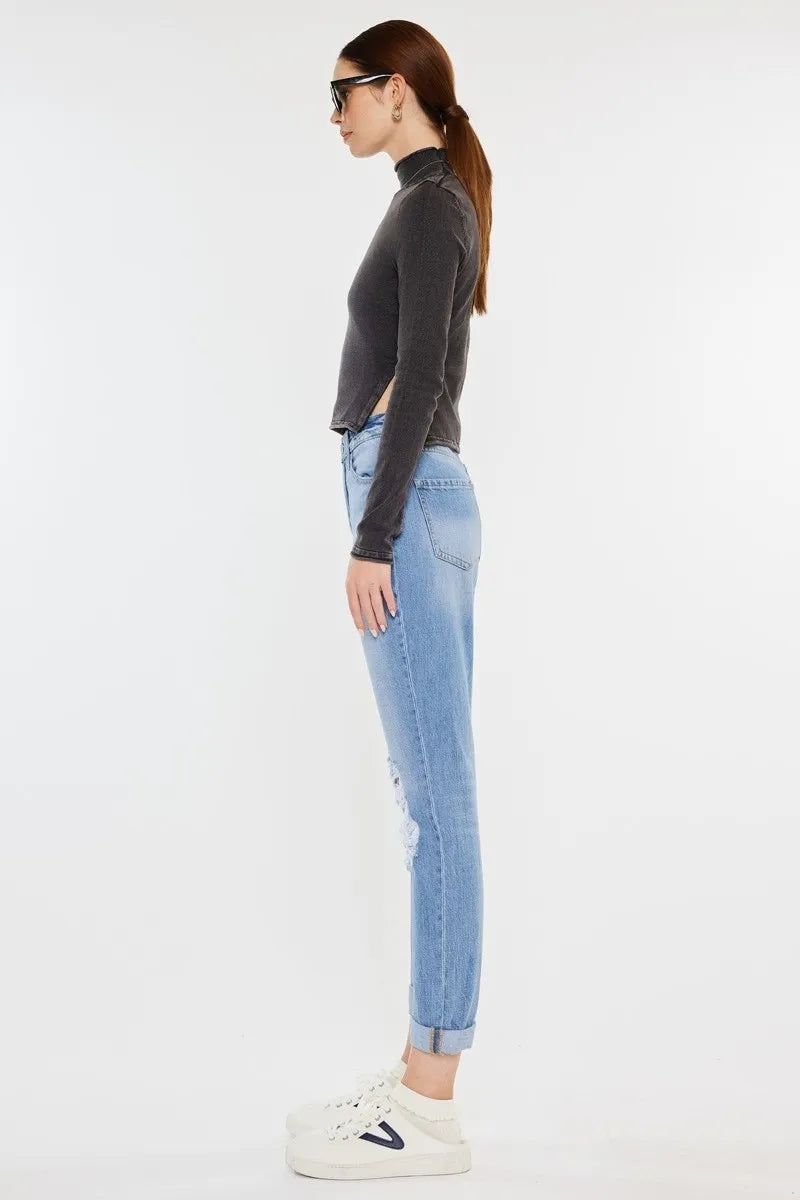 Kancan High Rise Distressed Mom Jeans | Jeans Daverri Fashions