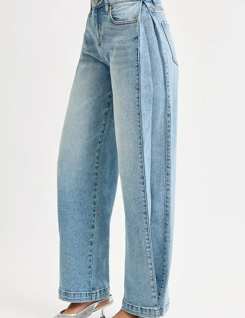 RISEN Mid Rise Wide Barrel Transferable Leg Snap Jeans | Jeans Daverri Fashions