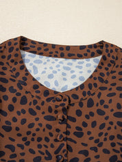 Leopard Print Ruffled Puff Sleeve Blouse | Blouses Daverri Fashions