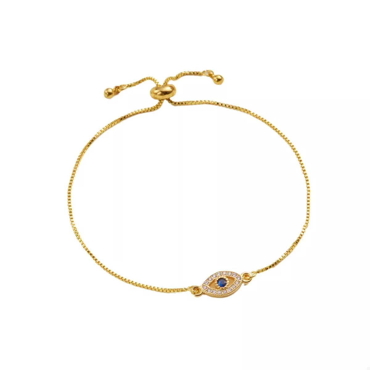 18K Gold-Plated Evil Eye Adjustable Bracelet | Bracelets Daverri Fashions