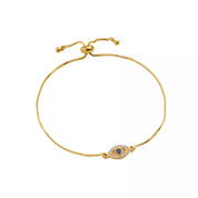18K Gold-Plated Evil Eye Adjustable Bracelet | Bracelets Daverri Fashions