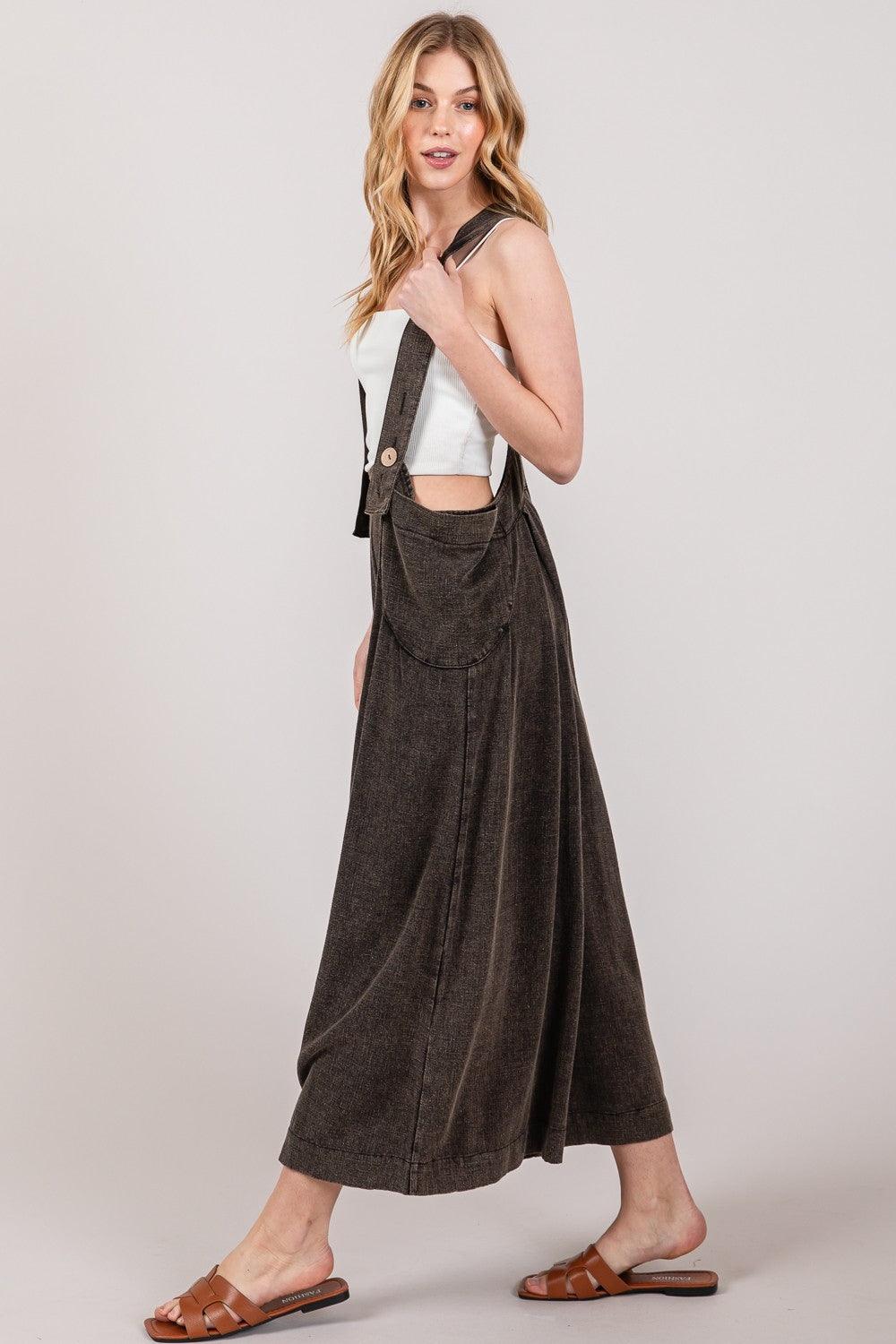 SAGE + FIG Full Size Wide Strap Wide Leg Overalls | Daverri Fashions