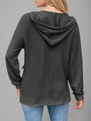 Double Take Drawstring Dropped Shoulder Long Sleeve Hoodie | Hoodies Daverri Fashions