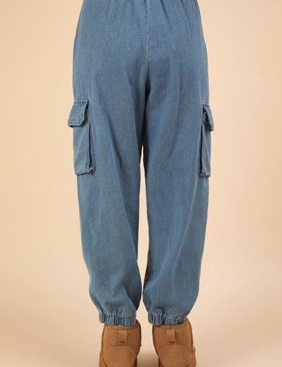 VERY J Washed Drawstring Jogger Cargo Jeans | Joggers Daverri Fashions