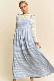 Davi & Dani Plaid Smocking Sleeveless Maxi Dress | Maxi Dresses Daverri Fashions
