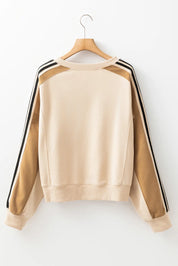 Contrast Round Neck Long Sleeve Sweatshirt | Sweatshirts Daverri Fashions