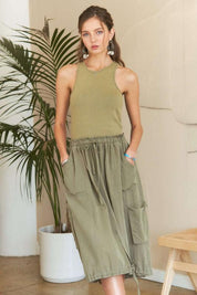 ADORA Drawstring Sleeveless Washed Dress | Daverri Fashions