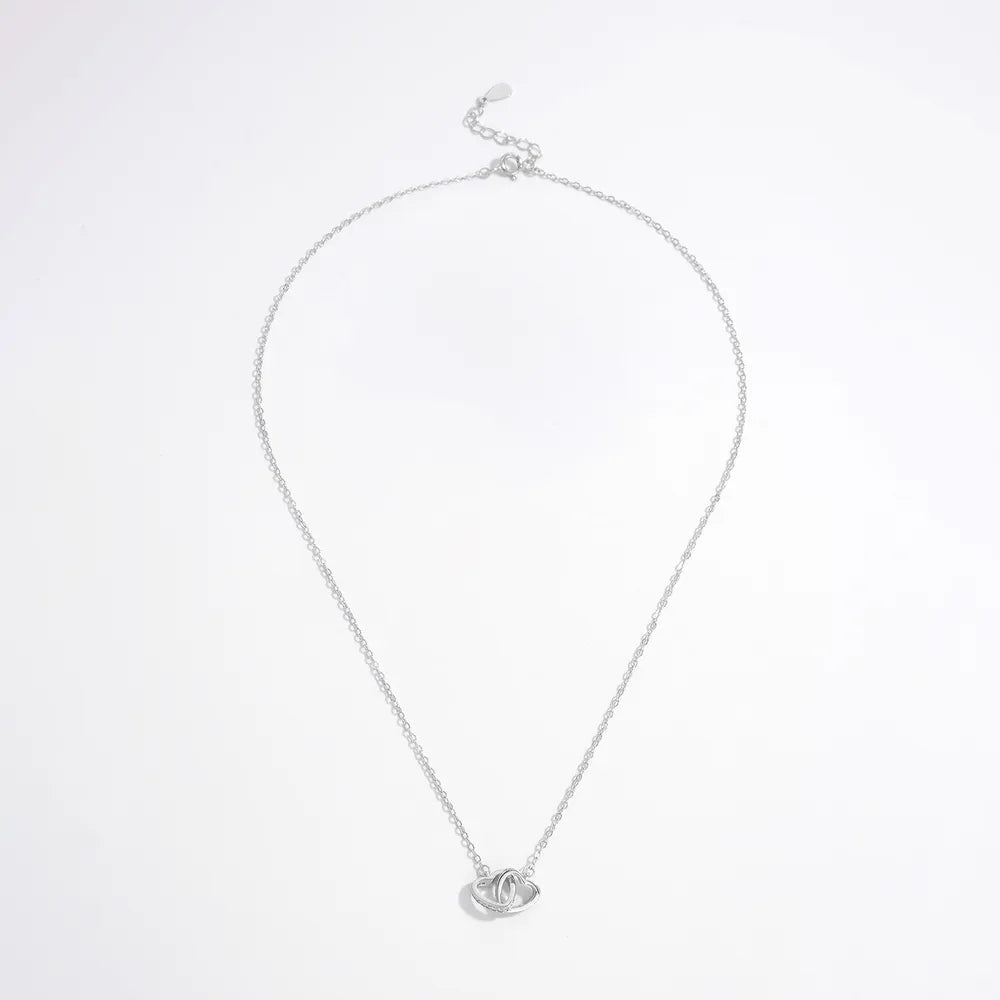 925 Sterling Silver Inlaid Zircon Heart Necklace | Silver Necklaces Daverri Fashions