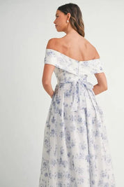 MABLE Floral Printed Off Shoulder Maxi Dress | Daverri Fashions