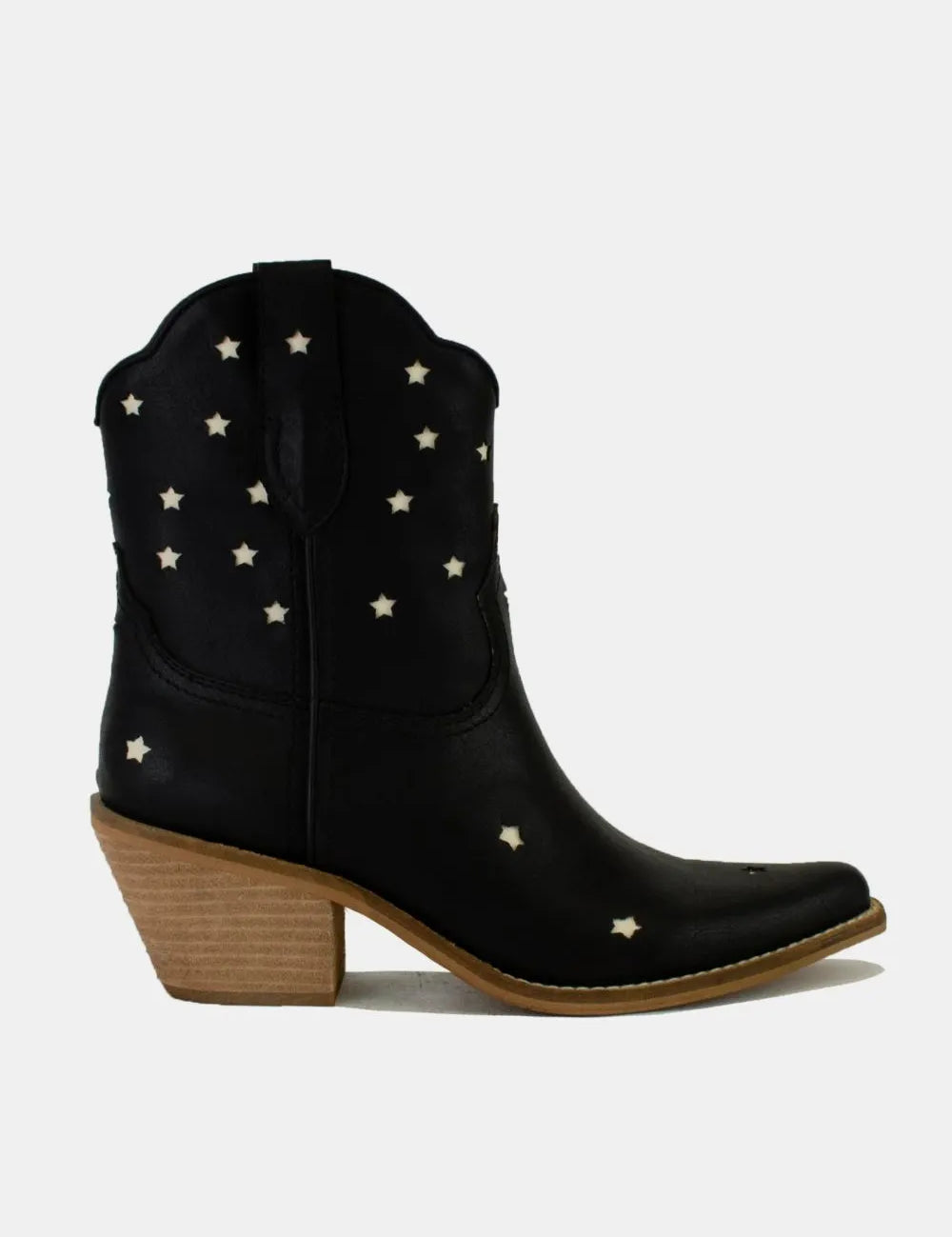 Black Beast Fashion Faux Leather Star-Shaped Cutouts Point Toe Boots | Boots Daverri Fashions