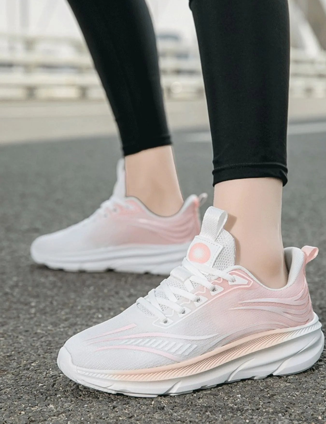 White Powder Gradient Colorful Breathable Athletic Sneakers | Sneakers Daverri Fashions