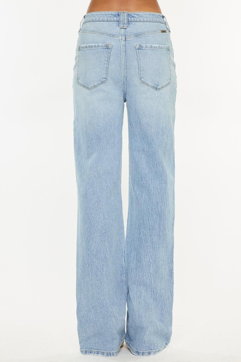 Kancan Distressed High Waist Straight Jeans | Daverri Fashions