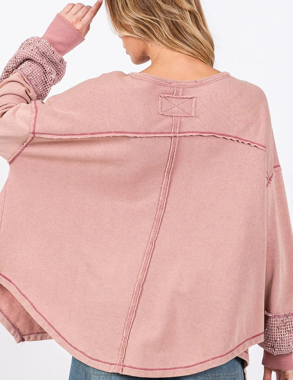 SAGE + FIG Peace Sign Mineral Wash Terry Top | Tops Daverri Fashions