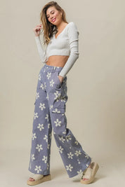 BiBi Flower Printed Side Pocket Wide Pants | Daverri Fashions