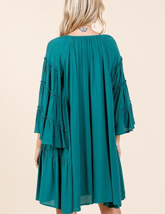 Mittoshop Frill Tie Neck Bell Sleeve Dress | Daverri Fashions