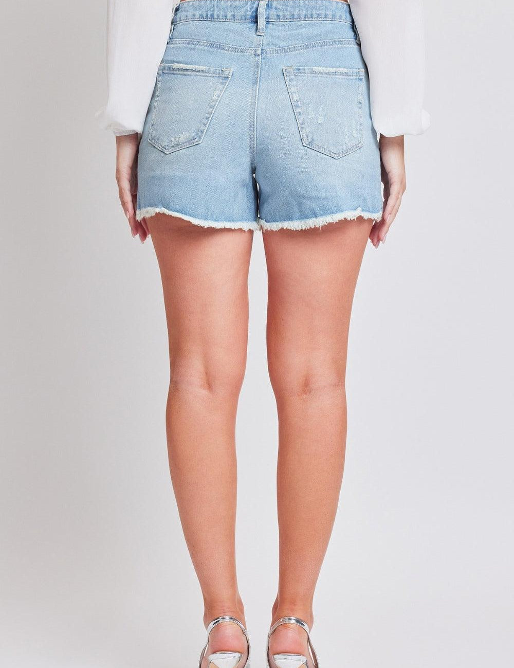 YMI Jeanswear Distressed Frayed Hem Denim Shorts | Denim Shorts Daverri Fashions