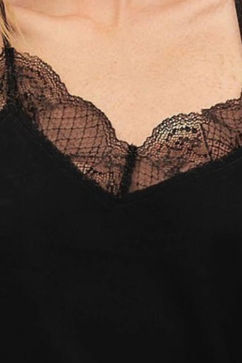 BiBi Black Lace Cami Solid Tank Top | Tops Daverri Fashions