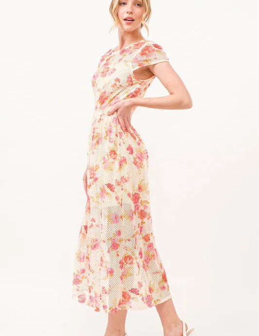 And The Why Fish-Net Floral Printed Midi Dress | Midi Dresses Daverri Fashions