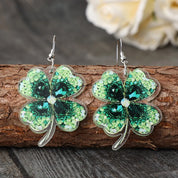 Lucky Clover Acrylic Dangle Earrings | Earrings Daverri Fashions