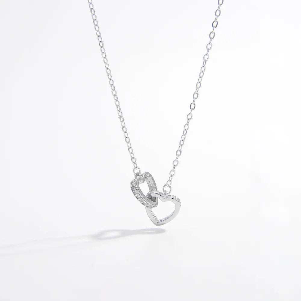 925 Sterling Silver Inlaid Zircon Heart Necklace | Silver Necklaces Daverri Fashions