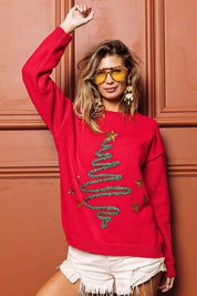 BiBi Sequin Star Tinsel Christmas Sweater | Sweaters Daverri Fashions