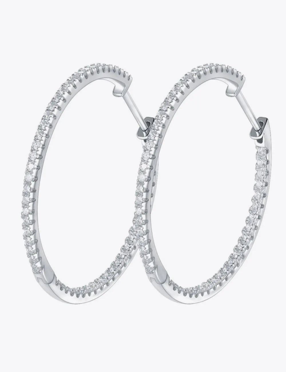 Adored Inlaid Moissanite 925 Sterling Silver Hoop Earrings | Silver Hoops Daverri Fashions
