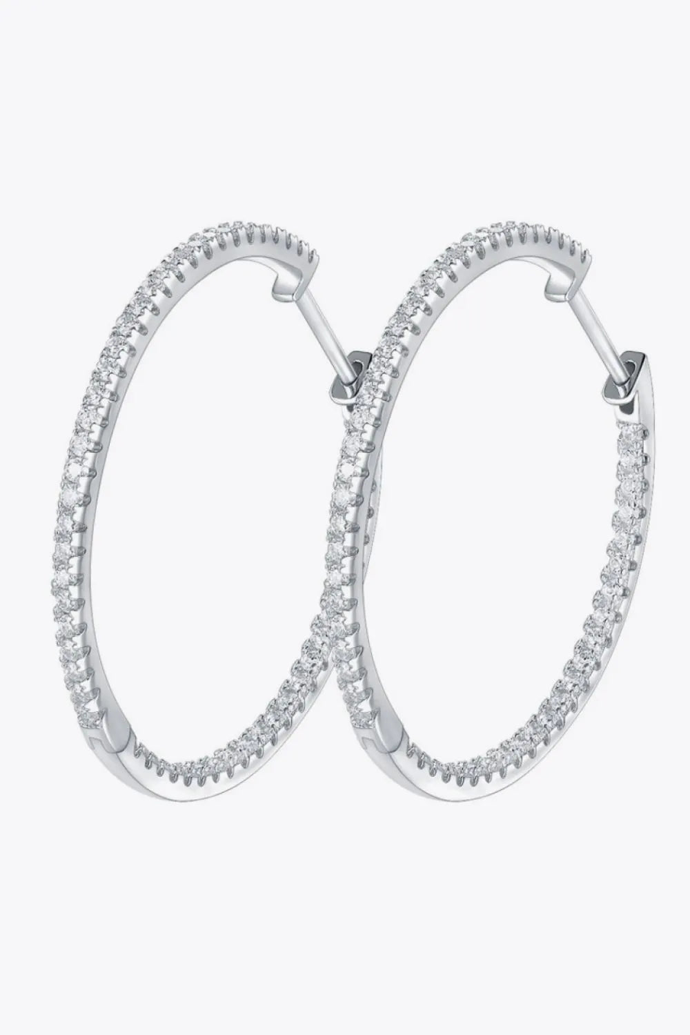 Adored Inlaid Moissanite 925 Sterling Silver Hoop Earrings | Silver Hoops Daverri Fashions