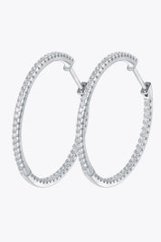 Adored Inlaid Moissanite 925 Sterling Silver Hoop Earrings | Silver Hoops Daverri Fashions