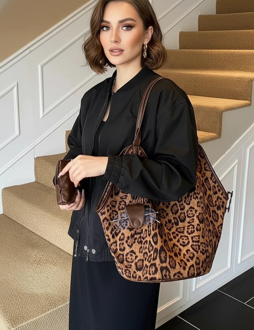 Leopard Print Large Tote Bag | Tote Bags Daverri Fashions