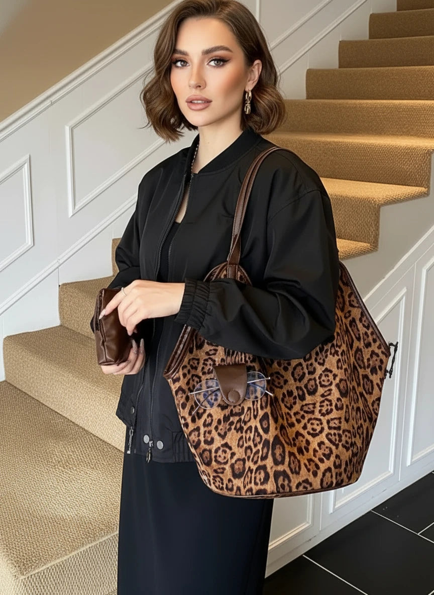 Leopard Print Large Tote Bag | Tote Bags Daverri Fashions