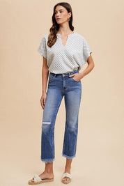 Annie Wear Distressed Raw Hem Straight Leg Cropped Jeans | Daverri Fashions