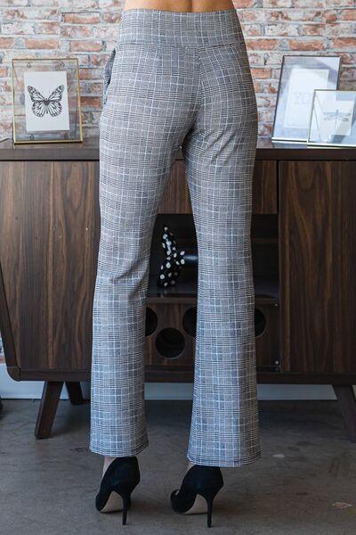 Heimish Full Size Plaid Flare Pants with Wide Waist Band Plus Size | Pants Daverri Fashions