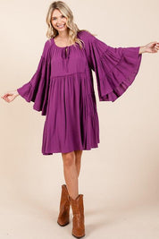 Mittoshop Frill Tie Neck Bell Sleeve Dress | Midi Dresses Daverri Fashions