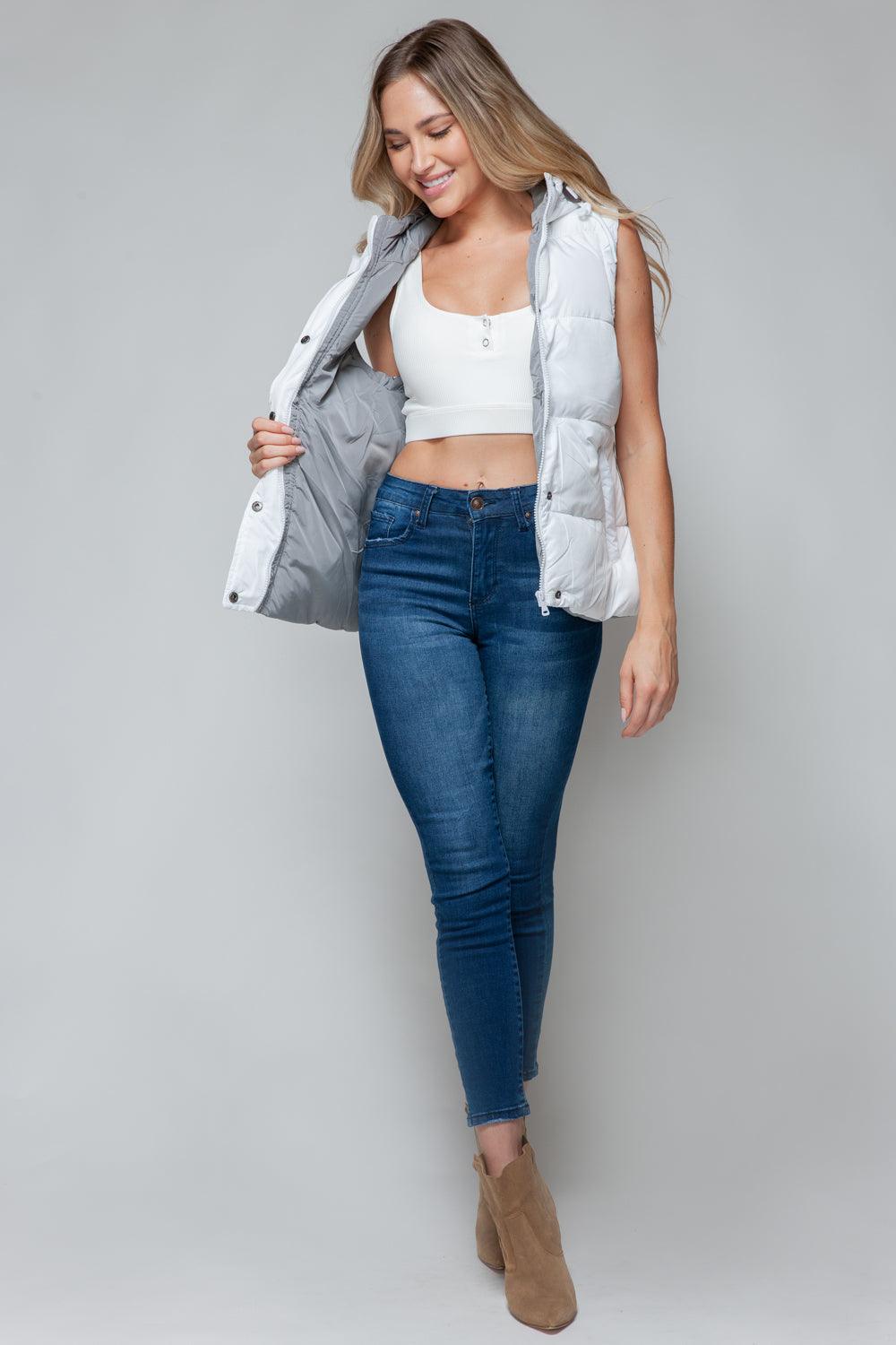 Hooded Zip Vest | Tops Daverri Fashions