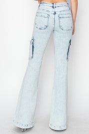 RISEN Full Size High Rise Cargo Flare Jeans | Cargo Jeans Daverri Fashions