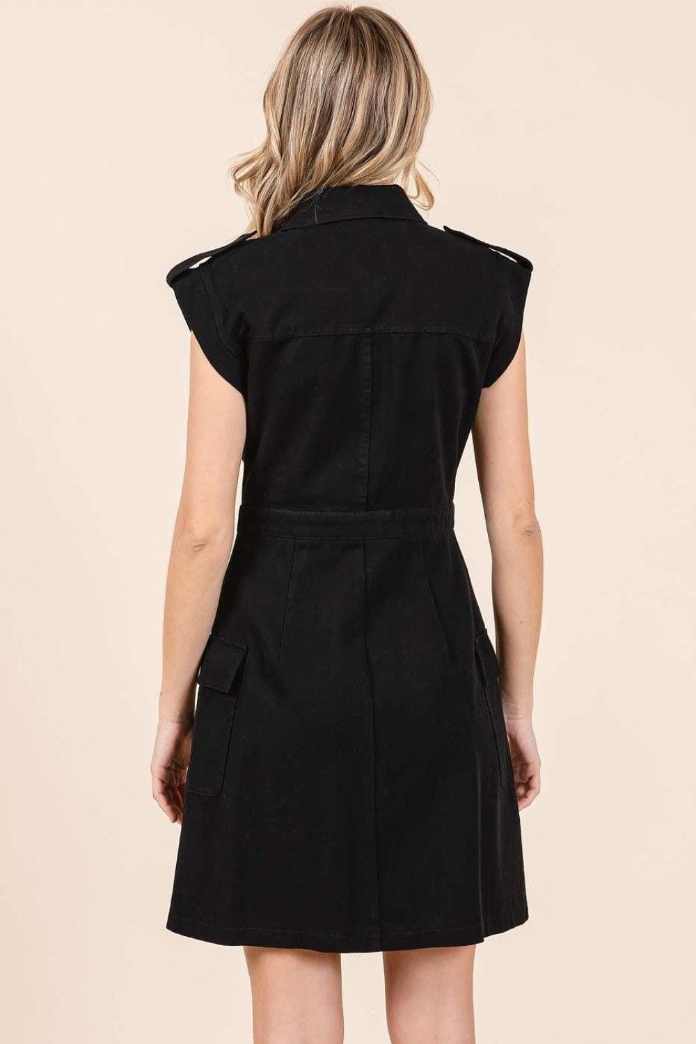 Mittoshop Cargo Pocket Half Button Mini Dress | Mini Dresses Daverri Fashions