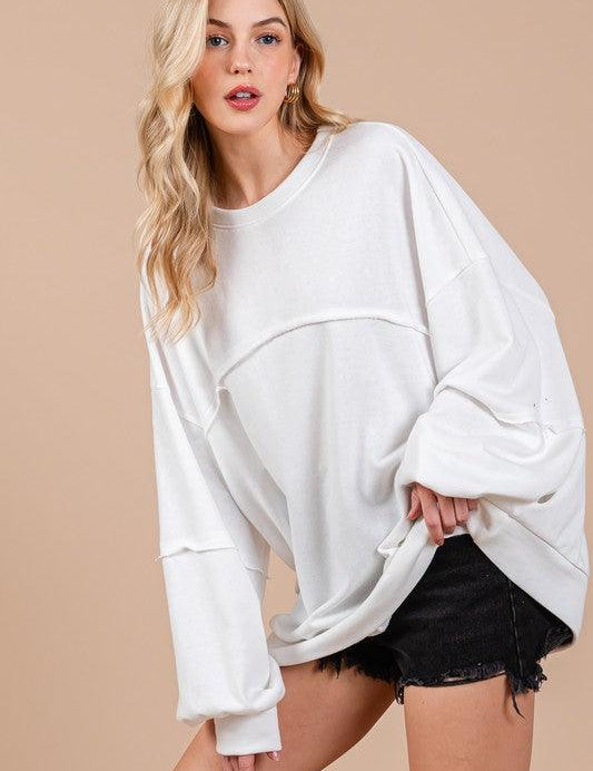 Ces Femme Exposed Seam Long Sleeve Sweatshirt | Sweatshirts Daverri Fashions