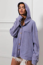 BiBi Washed Waffle Thermal Hooded Jacket | Daverri Fashions