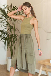 ADORA Drawstring Sleeveless Washed Dress | Daverri Fashions