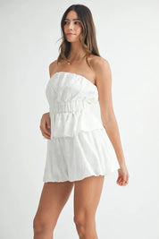 MABLE Floral Eyelet Lace Tube Top and Short Set | Outfit Sets Daverri Fashions