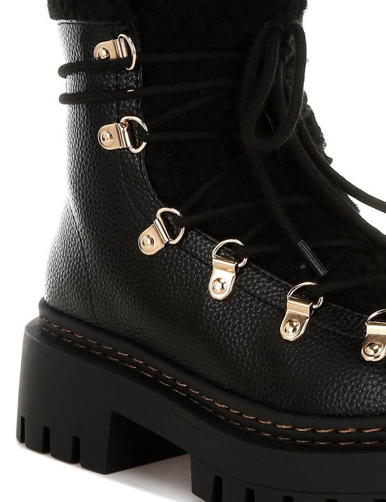 Omul Fleece & Faux Leather Boots | Boots Daverri Fashions