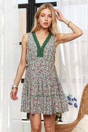 ADORA Lace Detail V-Neck Sleeveless Mini Dress | Mini Dresses Daverri Fashions
